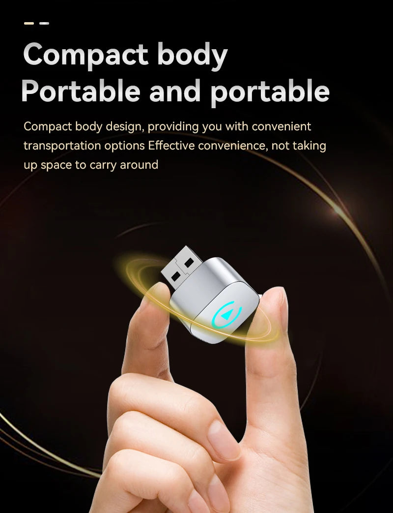 CarPlay wireless adapter wired to wireless CarPlay/Android Auto automatic plug and play, suitable for iPhone and Android