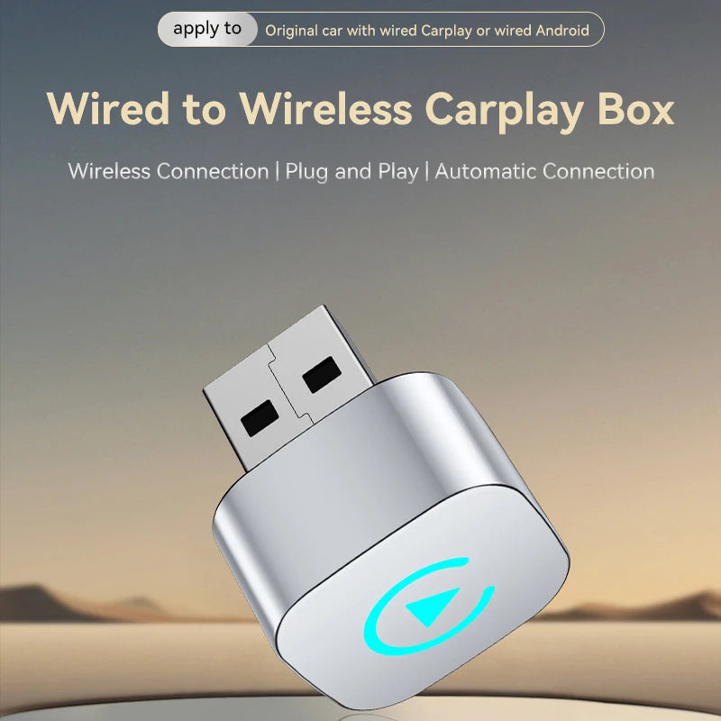 CarPlay wireless adapter wired to wireless CarPlay/Android Auto automatic plug and play, suitable for iPhone and Android