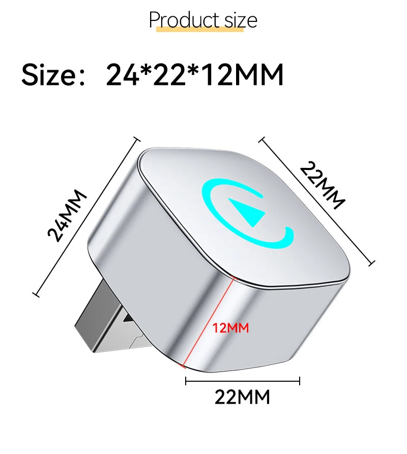 CarPlay wireless adapter wired to wireless CarPlay/Android Auto automatic plug and play, suitable for iPhone and Android