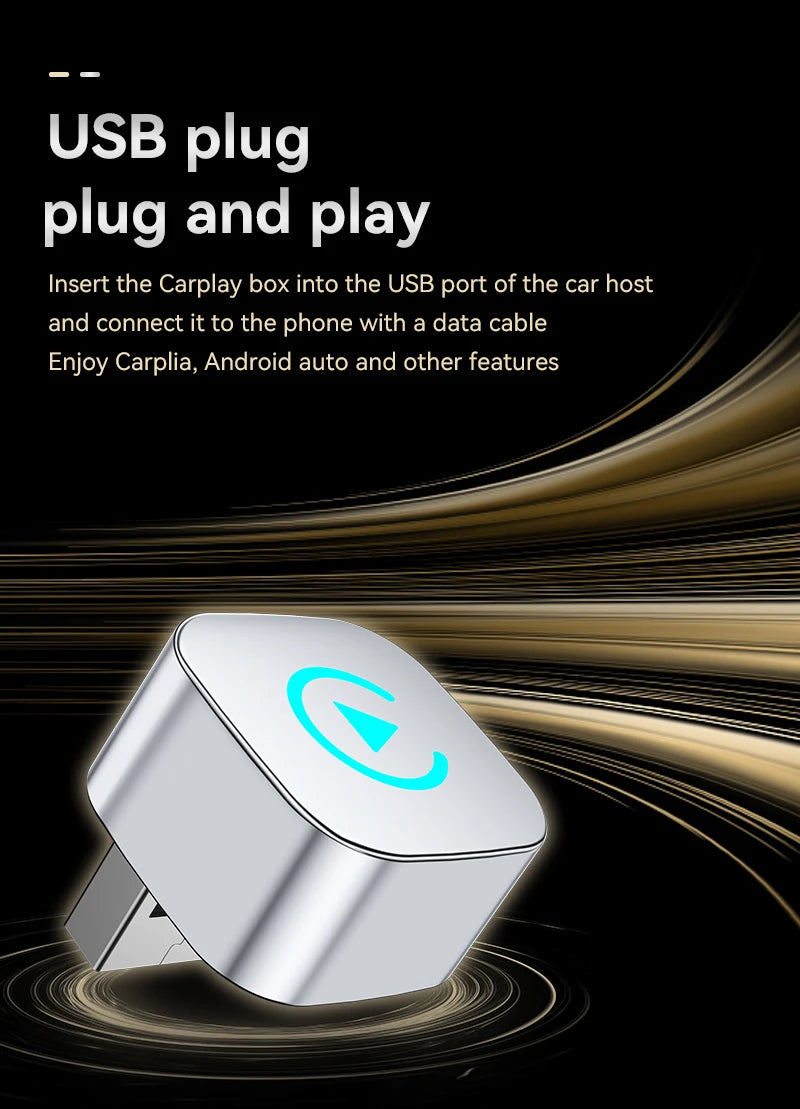 CarPlay wireless adapter wired to wireless CarPlay/Android Auto automatic plug and play, suitable for iPhone and Android
