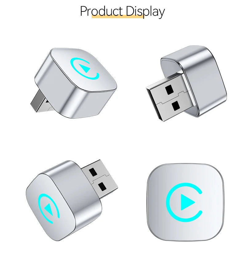 CarPlay wireless adapter wired to wireless CarPlay/Android Auto automatic plug and play, suitable for iPhone and Android